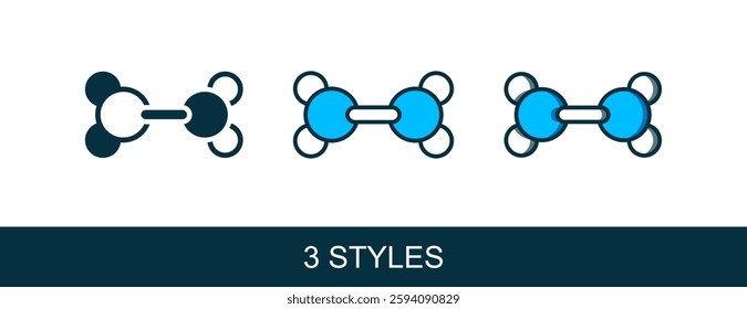 Filled outline Molecule icon isolated on white background. Structure of molecules in chemistry, science teachers innovative educational poster.  Vector