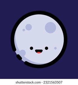 filled outline moon icon vector icon flat design illustration isolated on white