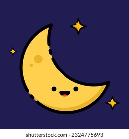 filled outline moon icon vector icon flat design illustration isolated on white