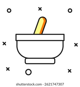 Filled outline Mortar and pestle icon isolated on white background. Flat filled outline style with shadow. Vector