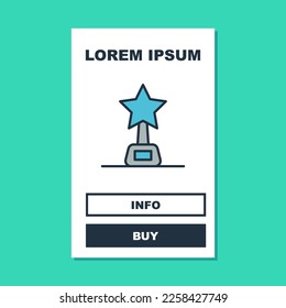 Filled outline Movie trophy icon isolated on turquoise background. Academy award icon. Films and cinema symbol.  Vector