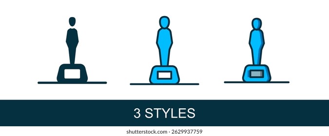 Filled outline Movie trophy icon isolated on white background. Academy award icon. Films and cinema symbol.  Vector
