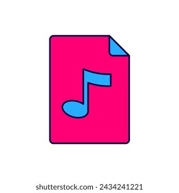 Documento de archivo MP3 de esquema rellenado. Descargar icono de botón mp3 aislado sobre fondo blanco. Signo de formato de música Mp3. Símbolo de archivo MP3.  Vector