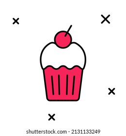 Filled outline Muffin icon isolated on white background.  Vector