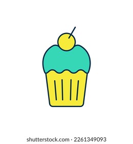 Filled outline Muffin icon isolated on white background.  Vector