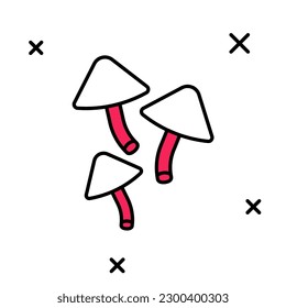 Filled outline Mushroom icon isolated on white background.  Vector