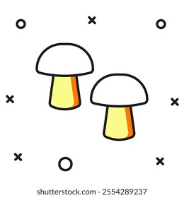 Filled outline Mushroom icon isolated on white background. Flat filled outline style with shadow. Vector