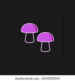 Filled outline Mushroom icon isolated on black background. Flat filled outline style with shadow. Vector