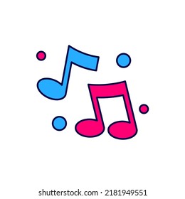 Filled outline Music note, tone icon isolated on white background.  Vector