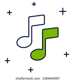 Esquema relleno Nota musical, icono de tono aislado en fondo blanco.  Vector