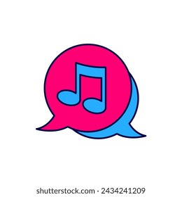 Filled outline Music note, tone icon isolated on white background.  Vector