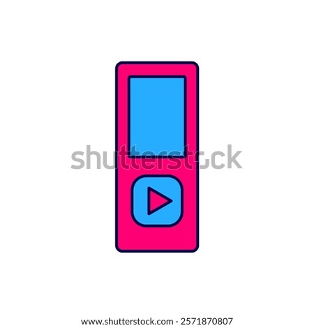 Filled outline Music player icon isolated on white background. Portable music device.  Vector