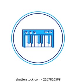 Filled outline Music synthesizer icon isolated on white background. Electronic piano.  Vector