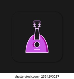 Filled outline Musical instrument balalaika icon isolated on black background. Flat filled outline style with shadow. Vector