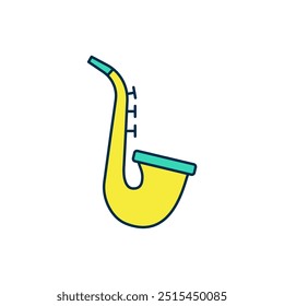 Filled outline Musical instrument saxophone icon isolated on white background.  Vector