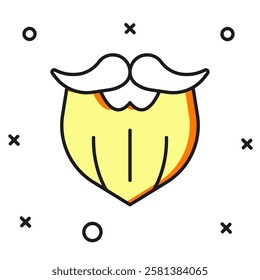 Filled outline Mustache and beard icon isolated on white background. Barbershop symbol. Facial hair style. Flat filled outline style with shadow. Vector