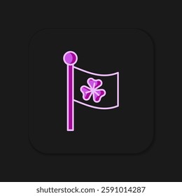 Filled outline National Ireland flag with clover trefoil leaf icon isolated on black background. Happy Saint Patricks day. National Irish holiday. Flat filled outline style with shadow. Vector