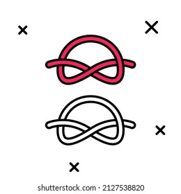 Filled Outline Nautical Rope Knots Icon Isolated On White Background. Rope Tied In A Knot.  Vector