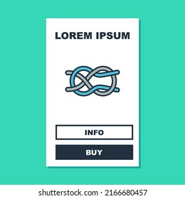 Filled outline Nautical rope knots icon isolated on turquoise background. Rope tied in a knot.  Vector