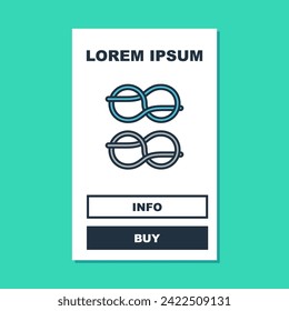 Filled outline Nautical rope knots icon isolated on turquoise background. Rope tied in a knot.  Vector