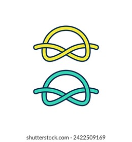 Filled outline Nautical rope knots icon isolated on white background. Rope tied in a knot.  Vector