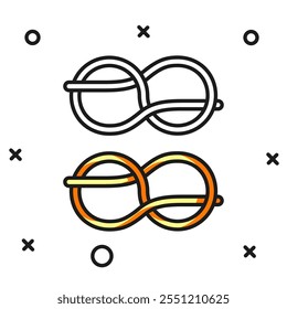 Filled outline Nautical rope knots icon isolated on white background. Rope tied in a knot. Flat filled outline style with shadow. Vector