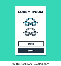 Filled outline Nautical rope knots icon isolated on turquoise background. Rope tied in a knot.  Vector