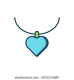 Filled outline Necklace with heart shaped pendant icon isolated on white background. Jewellery decoration. International Happy Women Day. Flat filled outline style with shadow. Vector