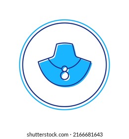 Filled outline Necklace on mannequin icon isolated on white background.  Vector
