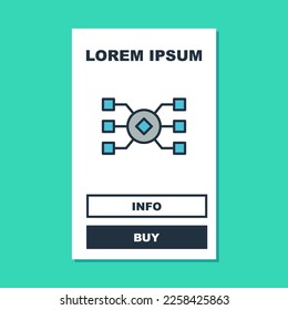 Filled outline Neural network icon isolated on turquoise background. Artificial intelligence AI.  Vector