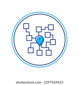 Umriss Neuronales Netzwerk Symbol einzeln auf weißem Hintergrund. Künstliche Intelligenz AI.  Vektorgrafik