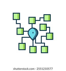 Contorno preenchido Ícone de rede neural isolado no fundo branco. Inteligência artificial IA. Estilo de contorno preenchido plano com sombra. Vetor