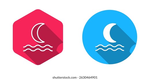 Filled and outline Night fog or smoke icon isolated with long shadow background.  Vector