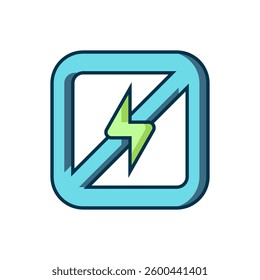 Filled outline No lightning icon isolated on white background. No electricity. Flat filled outline style with shadow. Vector