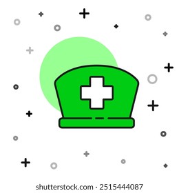 Filled outline Nurse hat with cross icon isolated on white background. Medical nurse cap sign.  Vector