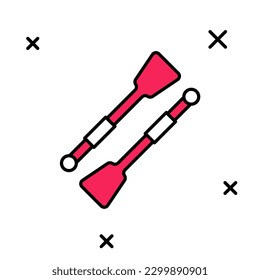 Filled outline Oars or paddles boat icon isolated on white background.  Vector