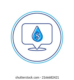 Filled outline Oil drop with dollar symbol icon isolated on white background. Oil price. Oil and petroleum industry.  Vector