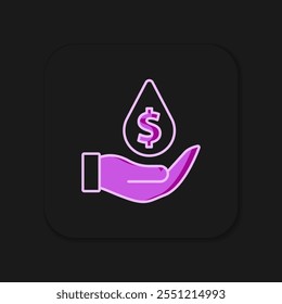 Filled outline Oil drop with dollar symbol icon isolated on black background. Oil price. Oil and petroleum industry. Flat filled outline style with shadow. Vector