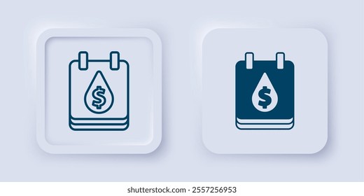 Filled and outline Oil drop with dollar symbol icon isolated on grey background. Oil price. Oil and petroleum industry. Square button. Vector