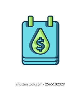 Filled outline Oil drop with dollar symbol icon isolated on white background. Oil price. Oil and petroleum industry. Flat filled outline style with shadow. Vector