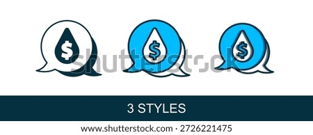 Filled outline Oil drop with dollar symbol icon isolated on white background. Oil price. Oil and petroleum industry.  Vector