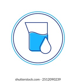 Esquema lleno Icono de tubo de ensayo de gasolina de aceite aislado sobre fondo blanco. Matraz de química y caída de gota.  Vector