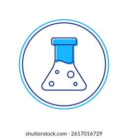 Filled outline Oil petrol test tube icon isolated on white background. Cmemistry flask and falling drop.  Vector