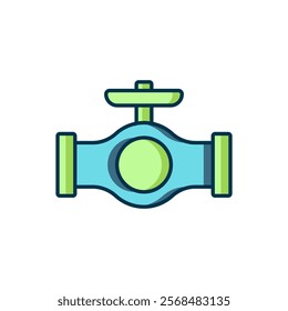 Filled outline Oil pipe with valve icon isolated on white background. Flat filled outline style with shadow. Vector