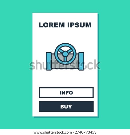 Filled outline Oil pipe with valve icon isolated on turquoise background.  Vector