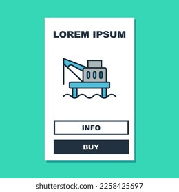 Filled outline Oil platform in the sea icon isolated on turquoise background. Drilling rig at sea. Oil platform, gas fuel, industry offshore.  Vector