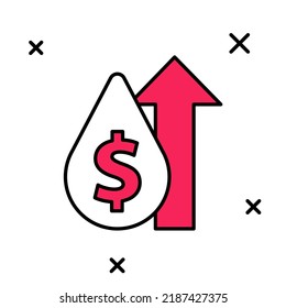 Filled outline Oil price increase icon isolated on white background. Oil industry crisis concept.  Vector