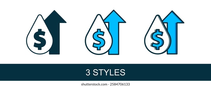 Filled outline Oil price increase icon isolated on white background. Oil industry crisis concept.  Vector