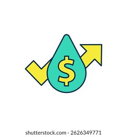 Filled outline Oil price increase icon isolated on white background. Oil industry crisis concept.  Vector