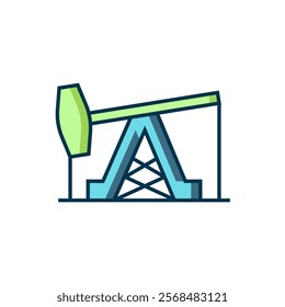 Filled outline Oil pump or pump jack icon isolated on white background. Oil rig. Flat filled outline style with shadow. Vector